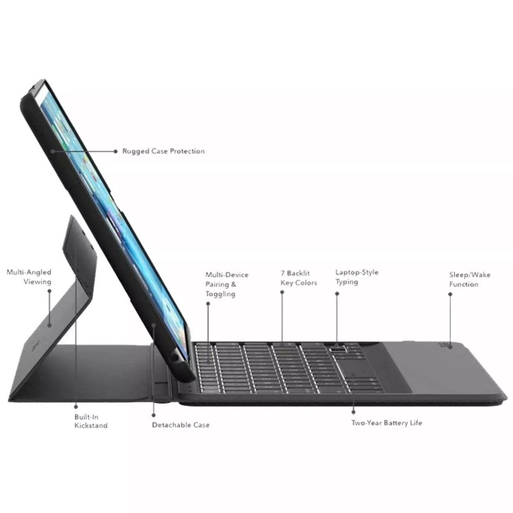 ZAGG Rugged Messenger Wireless Keyboard for iPad Pro 10.5”, 11 Inch Gray/Black
